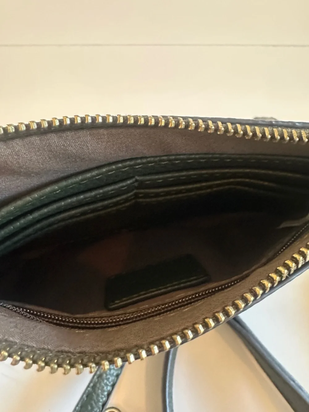 Joy Susan Black Pebbled Leather Wristlet with Gold Turn-Lock - Picture 4 of 5